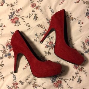 Red suede heels